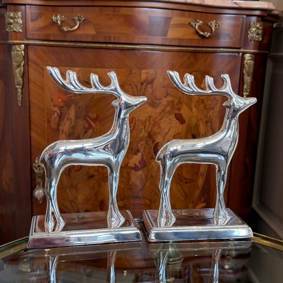 Pottery Barn Silver Plated Reindeer Stocking Holders NWT/In Boxes Rare Find! - Picture 3 of 9